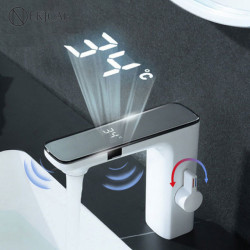 Smart Temperature Display Basin Tap With Sensing Function LCD Digital Screen Sink Tap Cold And Hot Mixer Bathroom Crane