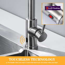 Smart Touchless Kitchen Tap Brushed Poll Out Infrared Sensor Taps Black/Nickel Infrared Water Mixer Taps