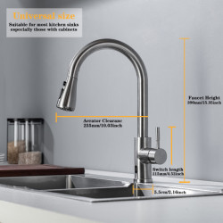 Smart Touchless Kitchen Tap Brushed Poll Out Infrared Sensor Taps Black/Nickel Infrared Water Mixer Taps