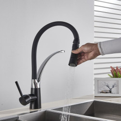 Chrome/Nickel/Black/Gold Rubber Kitchen Tap Mixer Tap 360 Degree Rotation Pull Down Stream Sprayer Taps Kitchen Mixer Tap