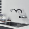 Chrome Kitchen Sink Tap Universal Black Hose Multi-Mode Spout Wall Mount Cold Hot Water Mixer Kitchen Washbasin Tap