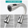 Brushed Stainless Steel Kitchen Tap 2 Holes Pull Out Spout Kitchen Sink Stream Sprayer Head Tap Two Function Single Handle