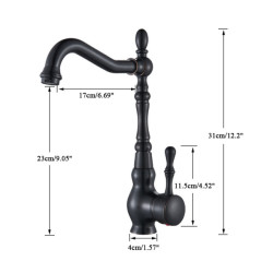 Kitchen Sink Taps Retro Brass Black Bronze Single Handle Kitchen Basin Taps Deck Mounted Hot and Cold Water Mixer Tap