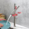 Kitchen Basin Tap 304 Stainless Steel Mixer Water Cold &Hot Single Handle 360 Rotation Ceramic Valve Core