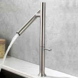 Kitchen Basin Tap 304 Stainless Steel Mixer Water Cold &Hot Single Handle 360 Rotation Ceramic Valve Core