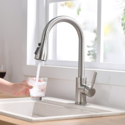 Brushed Nickel Kitchen Taps Single Hole Pull Out Spout Kitchen Sink Mixer Tap Stream Sprayer Head Chrome/Mixer Tap