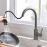 Brushed Nickel Kitchen Taps Single Hole Pull Out Spout Kitchen Sink Mixer Tap Stream Sprayer Head Chrome/Mixer Tap