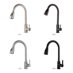 Sink Pull Out Tap Stainless Steel Deck Mounted Tap Single Handle Rotary Pull Tap Double Outlet Method Kitchen Accessory