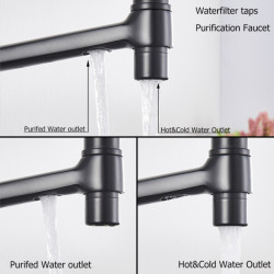 Kitchen Water Filter Tap Brass Drinking Filtered Crane Dual Spout Mixer 360 Degree Rotation Water Purification Feature Taps