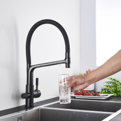 Kitchen Water Filter Tap Brass Drinking Filtered Crane Dual Spout Mixer 360 Degree Rotation Water Purification Feature Taps