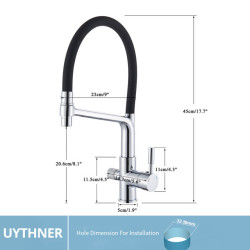 Kitchen Water Filter Tap Brass Drinking Filtered Crane Dual Spout Mixer 360 Degree Rotation Water Purification Feature Taps