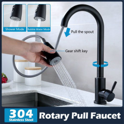 360° Rotate Kitchen Tap Pull Out Spout Kitchen Sink Mixer Tap Smart Retractable Multifunctional Tap 304 Stainless Steel