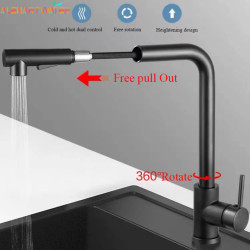 ping Black Pull Out Kitchen Sink Tap Deck Mounted Stream Sprayer Kitchen Mixer Tap Bathroom Kitchen Hot Cold Tap