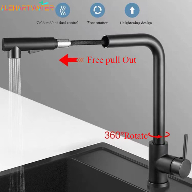 ping Black Pull Out Kitchen Sink Tap Deck Mounted Stream Sprayer Kitchen Mixer Tap Bathroom Kitchen Hot Cold Tap