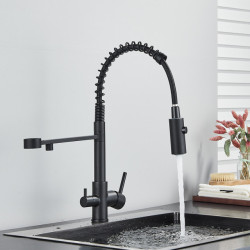 Kitchen Water Filter Tap Dual Spout Filter Drinking Water Mixer Tap Rotation Water Purification Feature Taps Kitchen Taps