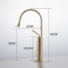 Brushed Gold Tall Bathroom Sink Mixer Tap: High Arc Deck Mounted Vessel Tap with Single Handle and Hot/Cold Water Hose