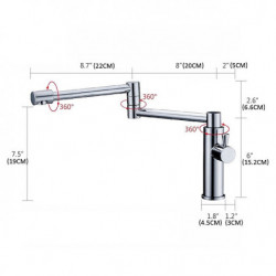 Foldable Rotatable Brass Kitchen Tap: Cold Water Only, Chrome Finish, Single Handle, One Hole Sink Tap