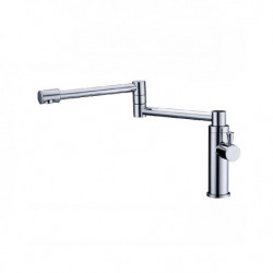 Foldable Rotatable Brass Kitchen Tap: Cold Water Only, Chrome Finish, Single Handle, One Hole Sink Tap