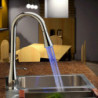 LED Deck Mounted Kitchen Tap: Single Handle, High Arc Pull-Out, Chrome Finish with Hot/Cold Water