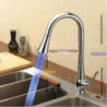 LED Deck Mounted Kitchen Tap: Single Handle, High Arc Pull-Out, Chrome Finish with Hot/Cold Water