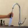 LED Deck Mounted Kitchen Tap: Single Handle, High Arc Pull-Out, Chrome Finish with Hot/Cold Water