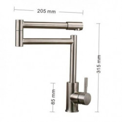 Modern Stainless Steel Kitchen Tap: Single Handle, Nickel Brushed Pot Filler, Deck Mounted with Hot/Cold Water