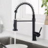 Black Kitchen Sink Mixer Tap: Pull-Down, 360° Swivel Spring Design with 2 Modes, Single Handle Brass Tap