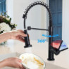 Black Kitchen Sink Mixer Tap: Pull-Down, 360° Swivel Spring Design with 2 Modes, Single Handle Brass Tap