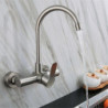 Stainless Steel Wall Mounted Kitchen Tap: Rotatable, Single Handle, Two Holes with Hot/Cold Switch