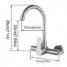 Stainless Steel Wall Mounted Kitchen Tap: Rotatable, Single Handle, Two Holes with Hot/Cold Switch