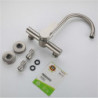 Stainless Steel Wall Mounted Kitchen Tap: Rotatable, Single Handle, Two Holes with Hot/Cold Switch