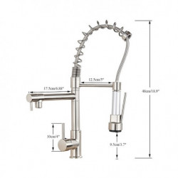 Brass Chrome Deck Mounted Kitchen Tap: Pull-Out Spray, Contemporary Design with Hot/Cold Switch