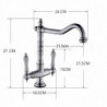 Retro Style Traditional Kitchen Sink Mixer Tap: Dual Handles, One Hole, Rotatable, Chrome/Brass/Nickel Brushed