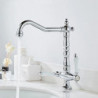 Retro Style Traditional Kitchen Sink Mixer Tap: Dual Handles, One Hole, Rotatable, Chrome/Brass/Nickel Brushed