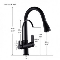 Black Kitchen Sink Mixer Tap with Pull-Out Sprayer and Soap Dispenser: 360° Swivel, Single Handle Brass Deck Mounted Tap with Ho