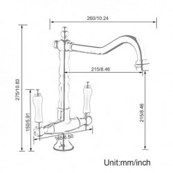 Antique Kitchen Tap: Two Handles, Single Hole, Standard Spout, Centerset, Available in Antique Brass/Electroplated/Painted Finis