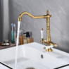 Antique Kitchen Tap: Two Handles, Single Hole, Standard Spout, Centerset, Available in Antique Brass/Electroplated/Painted Finis