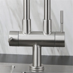 Contemporary SUS304 Stainless Steel Kitchen Tap: Brushed Nickel, Single Handle, One Hole, 2-Modes Standard Spout