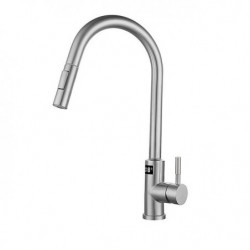 Touchless Sensor Kitchen Sink Mixer Tap: Pull-Out 2-Mode Sprayer, Digital Display, 360° Swivel, Single Handle Stainless Steel De