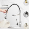 High Arc Kitchen Sink Mixer Tap with Pull-Out Sprayer: 360° Swivel, Single Handle, Spring Pull-Down Brass Tap, Deck Mounted