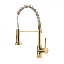 High Arc Kitchen Sink Mixer Tap with Pull-Out Sprayer: 360° Swivel, Single Handle, Spring Pull-Down Brass Tap, Deck Mounted