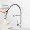 High Arc Kitchen Sink Mixer Tap with Pull-Out Sprayer: 360° Swivel, Single Handle, Spring Pull-Down Brass Tap, Deck Mounted