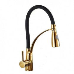 Electroplated Brass Kitchen Tap: Single Handle, One Hole, Pull-Out/Centerset/Tall/High Arc Design