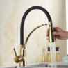 Electroplated Brass Kitchen Tap: Single Handle, One Hole, Pull-Out/Centerset/Tall/High Arc Design