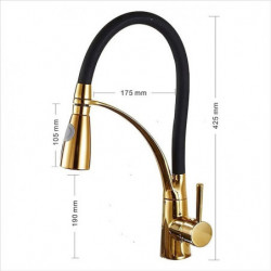 Electroplated Brass Kitchen Tap: Single Handle, One Hole, Pull-Out/Centerset/Tall/High Arc Design