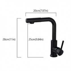 Black Electroplated Kitchen Sink Tap: Single Handle, One Hole, Pull-Out/Pull-Down Centerset with Stream and Shower Modes