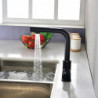 Black Electroplated Kitchen Sink Tap: Single Handle, One Hole, Pull-Out/Pull-Down Centerset with Stream and Shower Modes