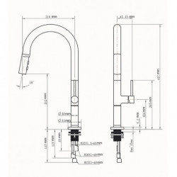 High Arc Nickel Brushed/Painted Brass Kitchen Tap: Single Handle, One Hole, Rotatable Pull-Out/Pull-Down with Hot and Cold Switc