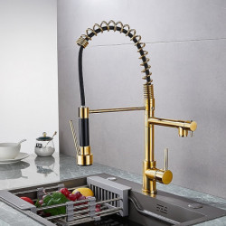 Modern Electroplated Kitchen Tap: Single Handle, One Hole, Pull-Out/Pull-Down, Deck Mounted Contemporary Design