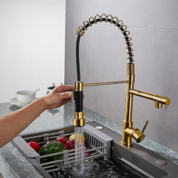 Modern Electroplated Kitchen Tap: Single Handle, One Hole, Pull-Out/Pull-Down, Deck Mounted Contemporary Design